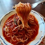 アリオ・エ・オリオ - パスタは細めの乾麺でアルデンテな茹で具合となり
軽くしなやかさと弾力感があり良い感じ♪