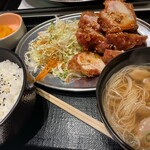 小樽なると屋　 - 料理写真:・青南蛮醤油ざんぎ定食
→味噌汁をミニ鶏素麺に変更（追い金有り）
