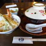 煮込みうどん かに屋 - 親子味噌煮込みうどん＋ミニ天丼☆