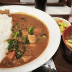 すき家 - 料理写真:ほうれん草カレーみそ汁お新香セット