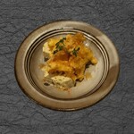 博多天ぷら ながおか - りんごの天ぷらとピスタチオジェラート