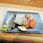 回転寿司 江戸ッ子 - ほろ酔いセットのお刺身三点