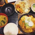 街かど屋 - 料理写真:かつとじ定食980円+唐揚げ280円（2026年2月）