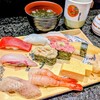 金沢まいもん寿司 - 北陸まんきつ握り3,200円✨️のど黒と甘海老含む9貫という内容です。ランチタイムは海苔汁つき。この日は、まぐろにいか、かに、数の子、ねぎとろ、カニ味噌、カンパチでした。
