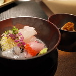 銀座 座屋 - 豪華で美しいお造り サヨリ 金目鯛昆布〆 鮃 ノドグロの炙り 2015.1.2x