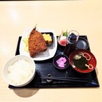 345701800 - ■ ジャンボ・アジフライ定食 (ミニ刺身付き)、1,280円