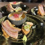 和食 酒肴 まさむら - 接待コースのど黒たたきと珍味盛り合わせ