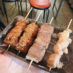 野焼 - 左から
レバたれ　150円×2
タン塩　170円
もも塩 170円