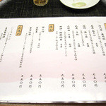 和喜 - 日本酒、焼酎のメニュー(2015.1月)