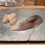 寿司栄 - サバ　ホタテ