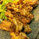 麺や而今 - 親鳥のせせり黒胡椒焼き(2015/1)