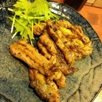 麺や而今 - 親鳥のせせり黒胡椒焼き(2015/1)