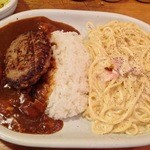 カレー専門店　パピー - 【'13.12】僕のチキンカレー＆カルボナーラ、トッピングハンバーグ