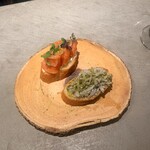 Yo.I - カナッペ（シラスと山椒、スモークサーモンとクリームチーズ）