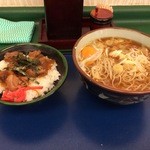 文殊 - そば定食（焼き鳥丼）生玉子追加