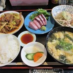 おいしい台所12カ月 - ぶり刺身ともつ炒め定食1,000円
