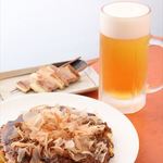 お好み焼き タンポポ - 生ビールセットお好み焼