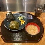 御結び ていねい - ていねいのひと雫(塩むすび)(\250)・野沢菜むすび(\400)・豚汁セット(+\350)