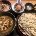 久兵衛屋 - 料理写真:つけ汁うどんとミニローストビーフ丼　¥1,199-