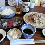 くまはら川 - お造りともりそば950円