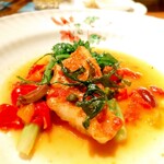 スカイラウンジ オーロラ - ●カサゴのポワレと菜の花　プロヴァンスソース
　セルバチコのフリット