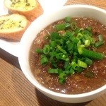 もつ焼き ねぎぼうず - H27.1.28 すじ煮込(ガーリックトースト)