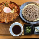とんから亭 - 料理写真:豚キムチ＆ロースカツ丼＆もり蕎麦セット