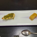 望山亭 ことぶき - 左の鰆の蕗味噌載せも、旬の味です