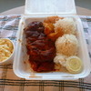 BOB'S BAR-B-QUE - 料理写真:Hibachi chicken combo（Fried shrimp)、Scallopも選べます。右下の容器はタルタル。