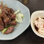 酒亭 玉河 - ニンニク砂肝炒め　と　白子ポン酢