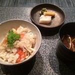 星のや京都 - 旬のかやく鯛飯、赤だし、香の物