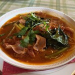 香草イタリア料理あらじん - ほうれん草とベーコンのトマトスープパスタ　1,400円