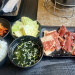 七輪焼肉 安安 - 牛3種盛り定食（240g）1320円
