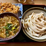 田舎うどん てつ - 肉つけ汁うどん1.5玉となっとう天