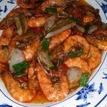 金聖春活海產 - 沙茶蝦。