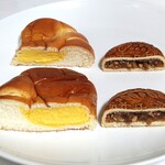 新宿中村屋 Bonna - 元祖クリームパン(左)と月餅 木の実餡(右) 断面