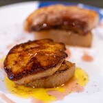 サンク・オ・ピエ - 2026.2 千葉産イノシシのバラ肉コンフィとフォアグラのソテー 大根添え 赤ワインヴィネガーと蜂蜜のソース