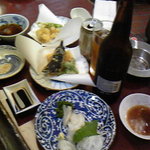 たつみ - イカ刺し、てんぷら、ビール
