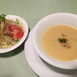 スエヒロ - サラダとコーンスープ(ステーキB定食)