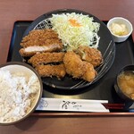 とん八 - 料理写真:「菜の花ポテチーズ肉巻き&上ロースかつ膳」(2,068円)