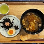 ミソジュウ - 2026.03.03 (火)    モーニングセット（本日のおみそ汁＋おにぎり＋煮卵）　850円（税込）