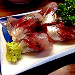 さすけ定食（1,500円）の黄金アジの刺身。