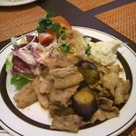 日替わりランチ　なすともち豚のしょうが焼き