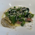 ワインとイタリア料理 141 - ヒラメのカルパッチョ
西洋わさび、オリーブのソース　1980

新鮮なお魚をカルパッチョで