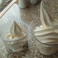 カフェ＆レストラン ヴァン - カミさんの執念で見つけたソフトクリーム　右が私の作品です