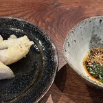 にしぶち飯店 - マナガツオのフリット　よだれ鶏のソース