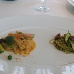 レストラン ファロ 資生堂  - 春野菜とからすみのタリアテッレ、アオリイカとインゲンのバベッティーネ バジリコ風味