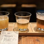 クラフト麦酒酒場 シトラバ - ■3種飲み比べセット ￥1.540 ・京都醸造Hop IDOL ネクタロン、Trap Door Brewing Trap Door IPA、伊勢角谷麦酒ベールエール