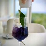 347258355 - 私はお勧めのモクテルを。
                        確か「宮古ブルースカッシュ」的な名前だと思いますが、お席で仕上げて下さり、本当に美味しい♡バタフライピーと、シークワーサータップリでシュワシュワ大好き♪