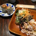 ポーヤイ - ランチのおかず、生春巻きと豚肉のチリレモンソースがけ